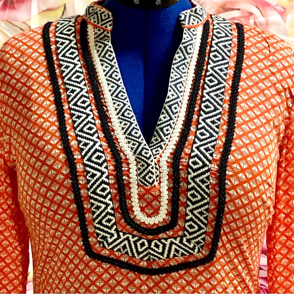 Orange Geometric Women's Top - Picture 4 of 5